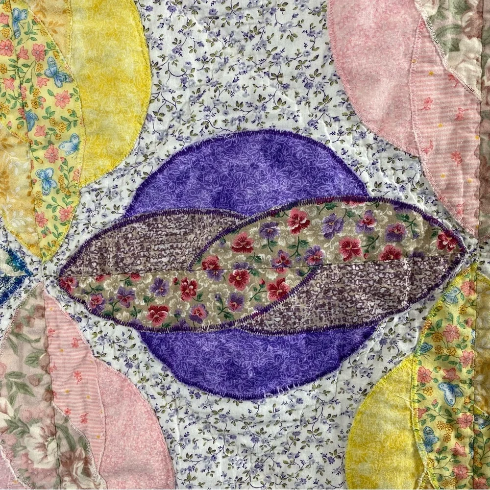 Vintage Handmade Floral Boho Baby Quilt